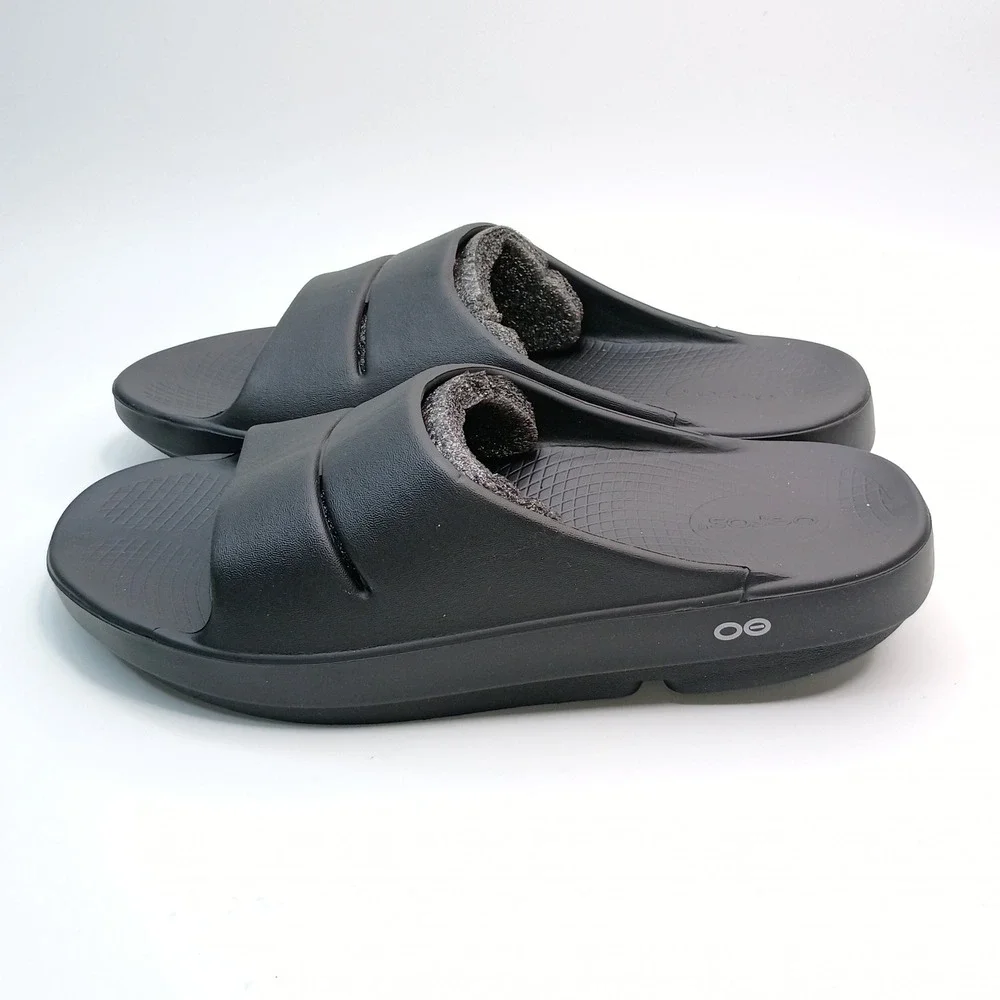 Oofos OOahh Slide Men Size 10 Black OOfoam Recovery Sandals